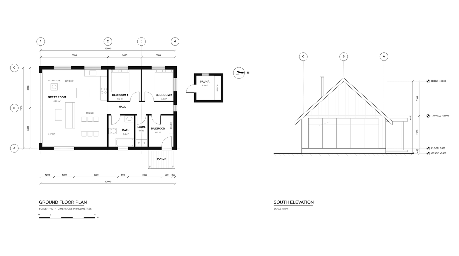 Northern residence plan and elevation