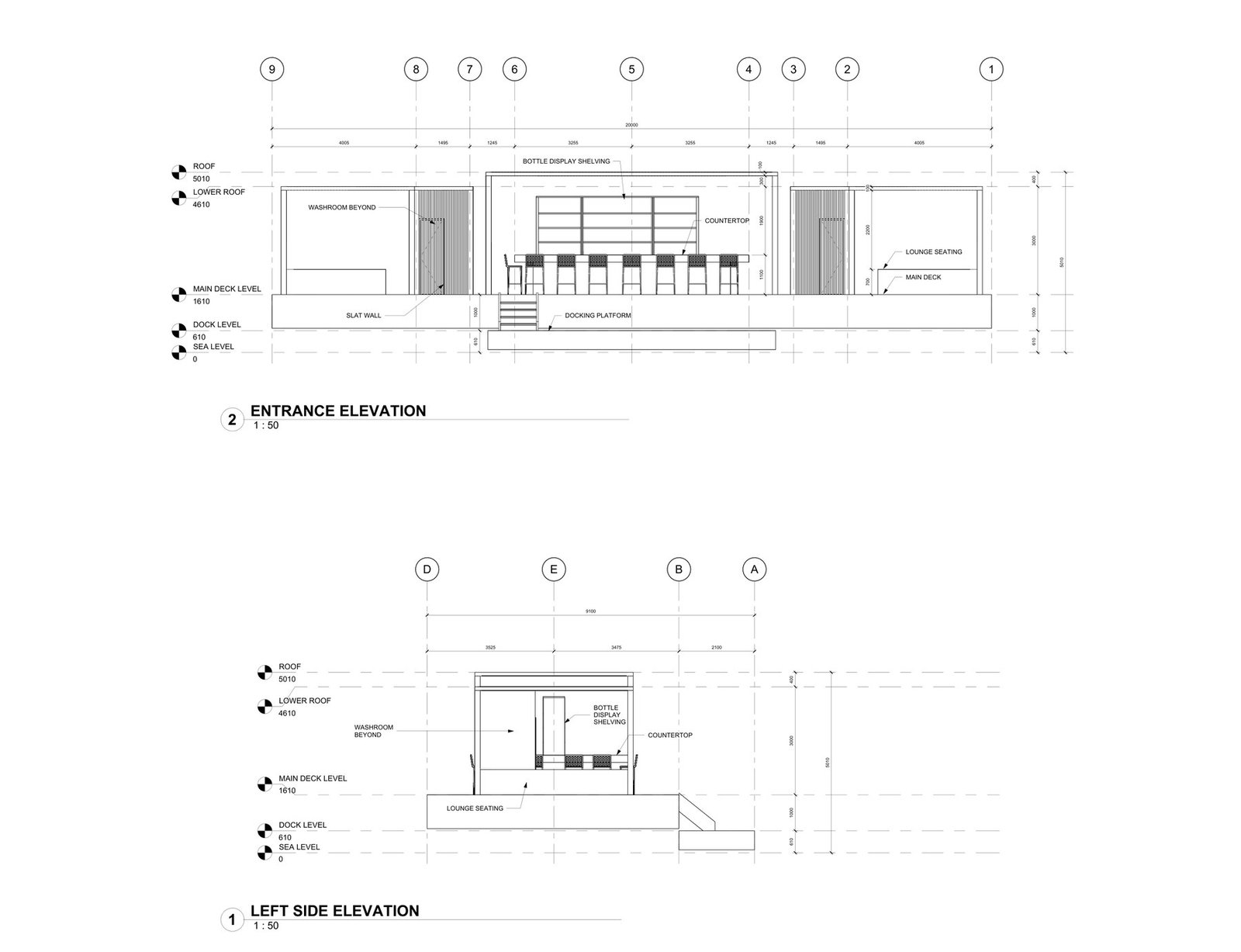 Entrance and side elevations